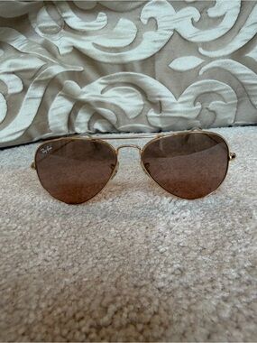 Ray-Ban RB3025 Aviator Large Metal Gold Pink Brown Gradient Sunglasses 55mm